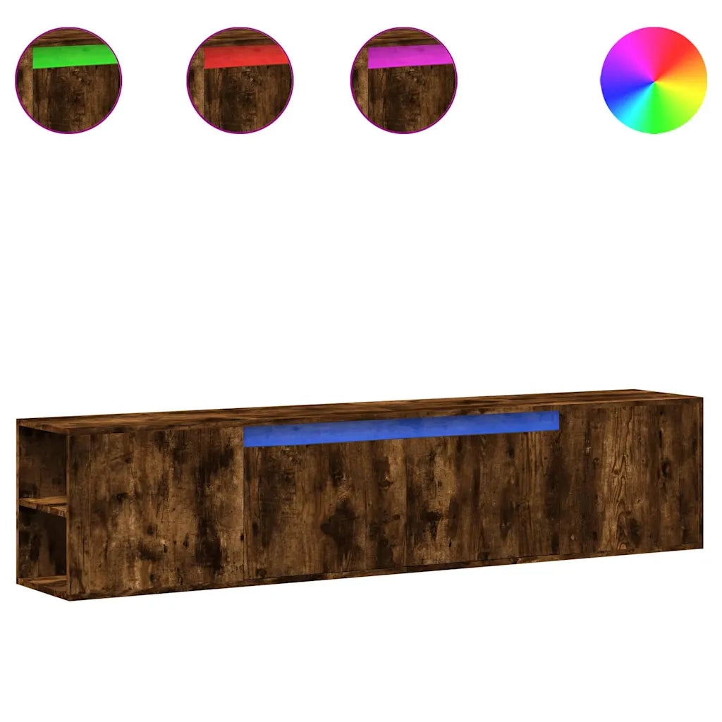 vidaXL Mobile TV a Parete con LED Rovere Fumo 180x31x39,5 cm