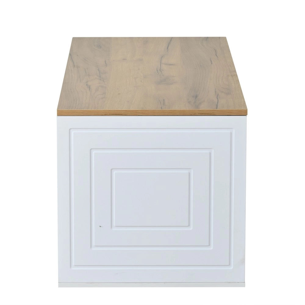 Tavolino da Salotto Regolabile in Altezza con 2 Ante ¨C Xylo ¨C Legno Naturale, 95x46x45 cm