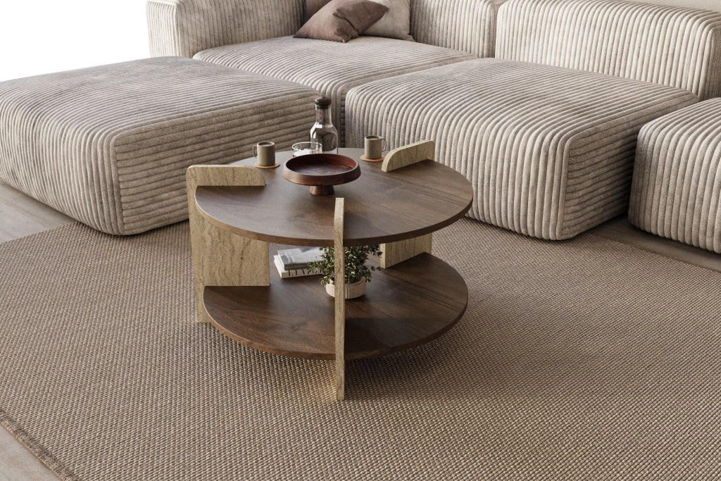 Tavolino in legno "Oalla" 70 x 70 x 45 cm - Noce