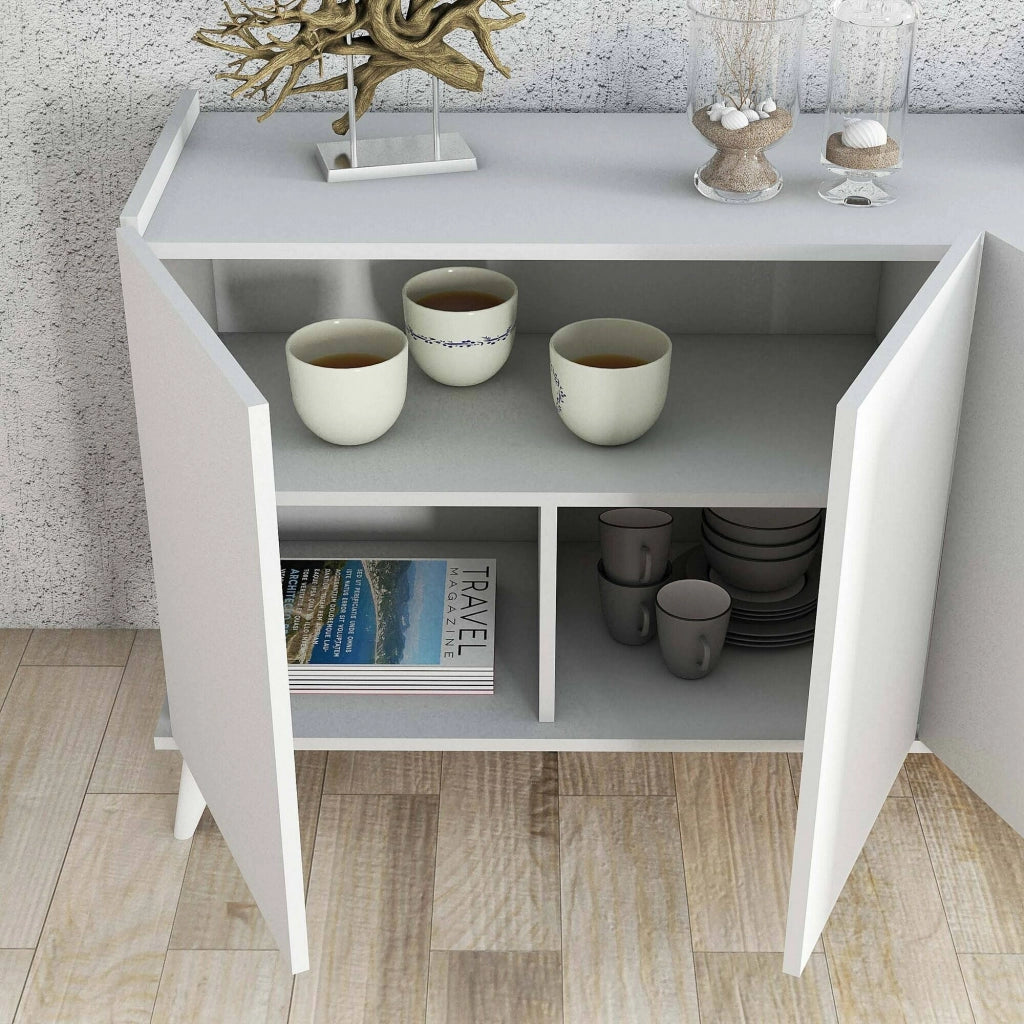 Madia Paine, Credenza 2 Ripiani, 180x45x81h cm Bianco