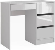 Scrivania Sherry, Bianco lucido, 90 x 40 cm con cassetti, adatto per un utilizzo salvaspazio in piccoli spazi di lavoro