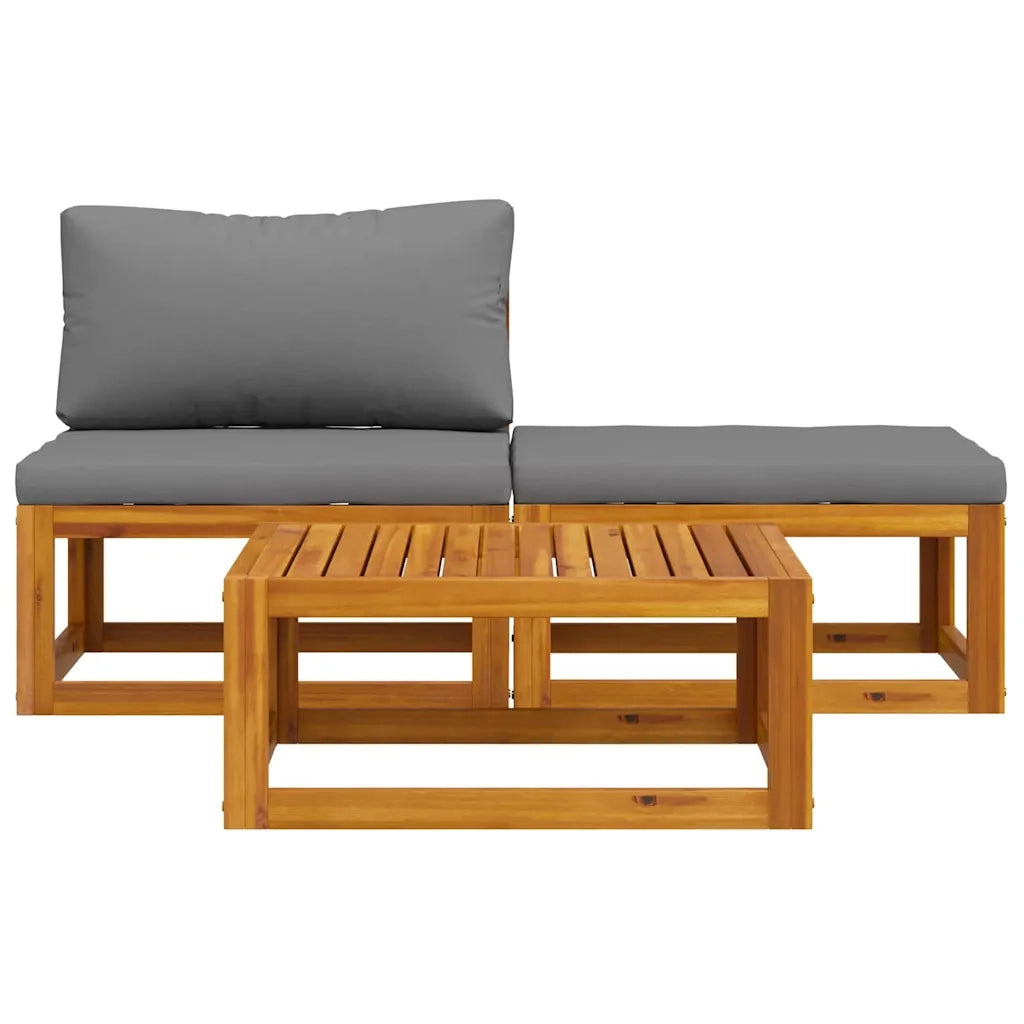 Salotto da Giardino-Set Divani da Giardino 3 pz con Cuscini in Massello di Acacia 831902