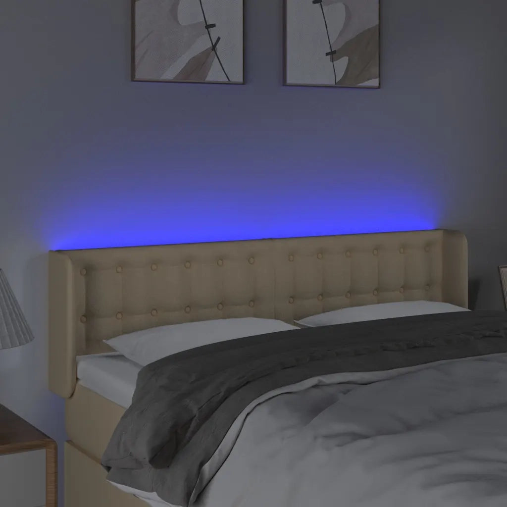 Testiera a LED Crema 147x16x78/88 cm in Tessuto 3123673
