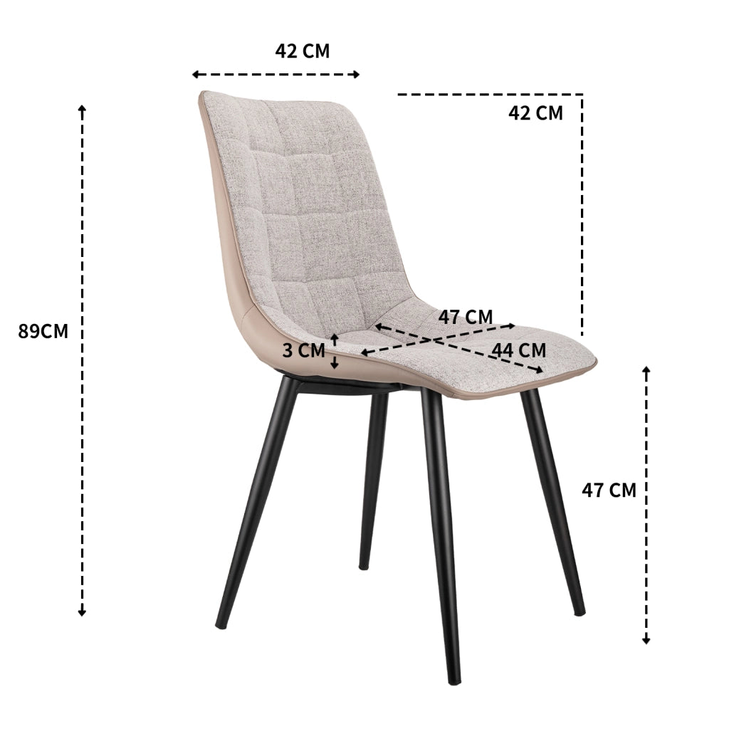 Sedie da Pranzo Imbottite ¨C MINIMAL ¨C Set 2 Pezzi, Metallo, Tessuto e Similpelle