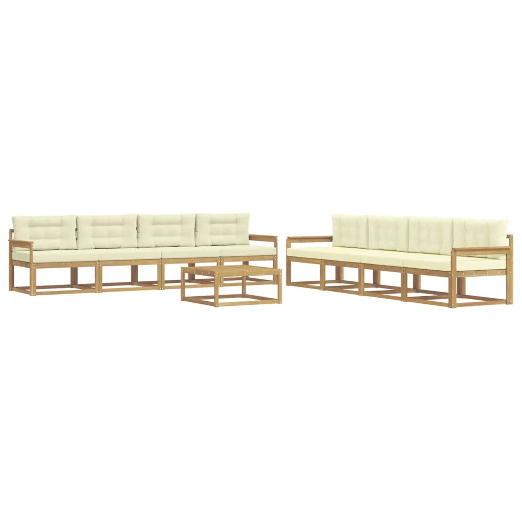Set di divani da esterno 9 pcs Bianco e Crema 79 x 79 x 37 cm