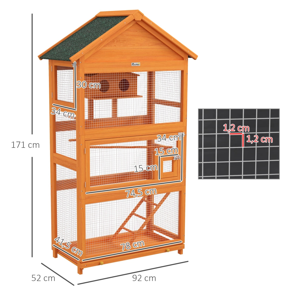 Voliera per uccelli giochi per pappagalli in legno ¨C zephmum ¨C 92x52x171 cm arancione