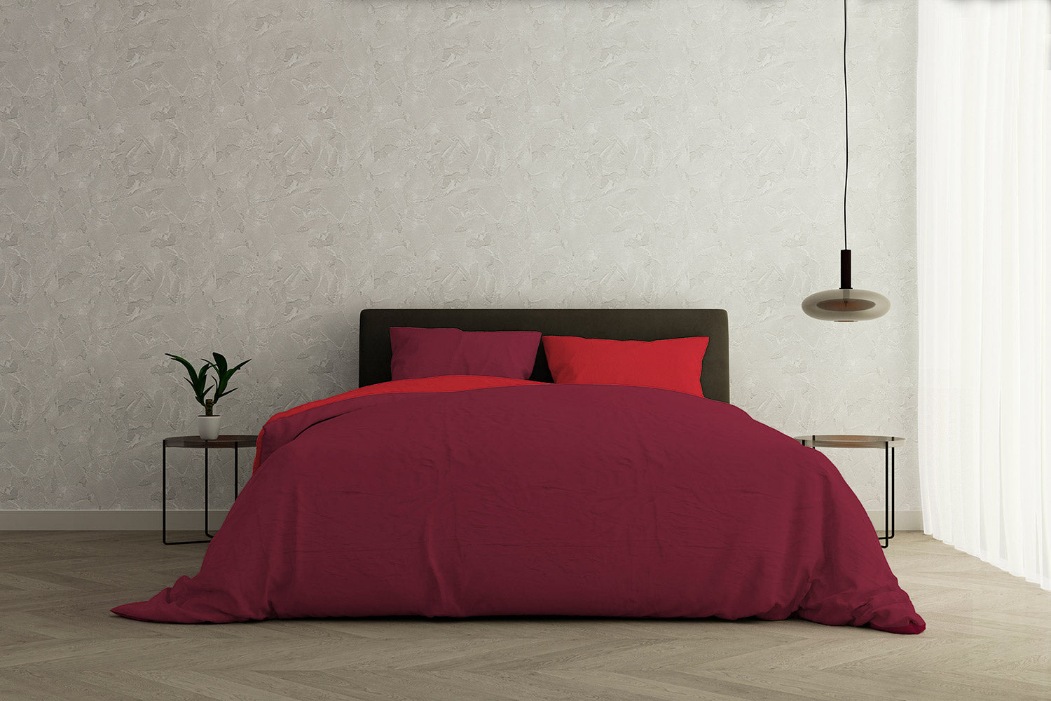 Copripiumino con Sacco e Federe Doubleface Rosso/Bordeaux Singolo