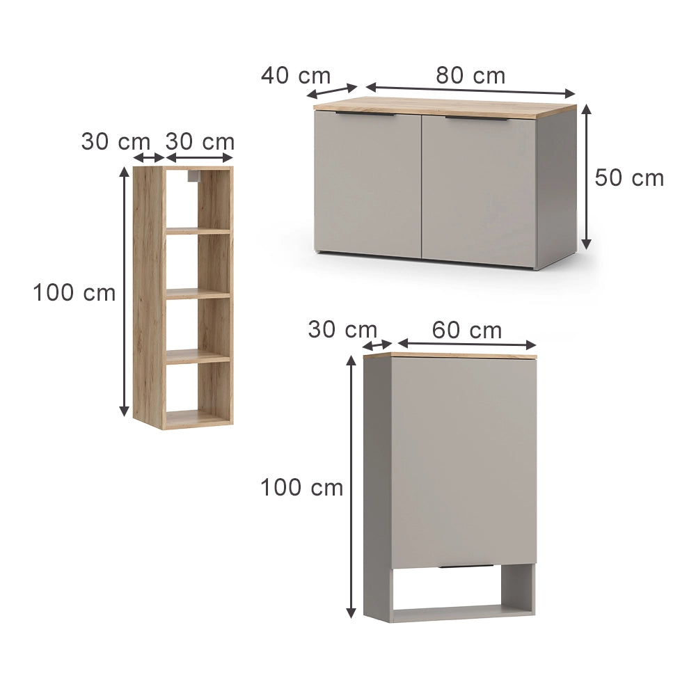 Vicco Parete attrezzata soggiorno Grigio 5 parti