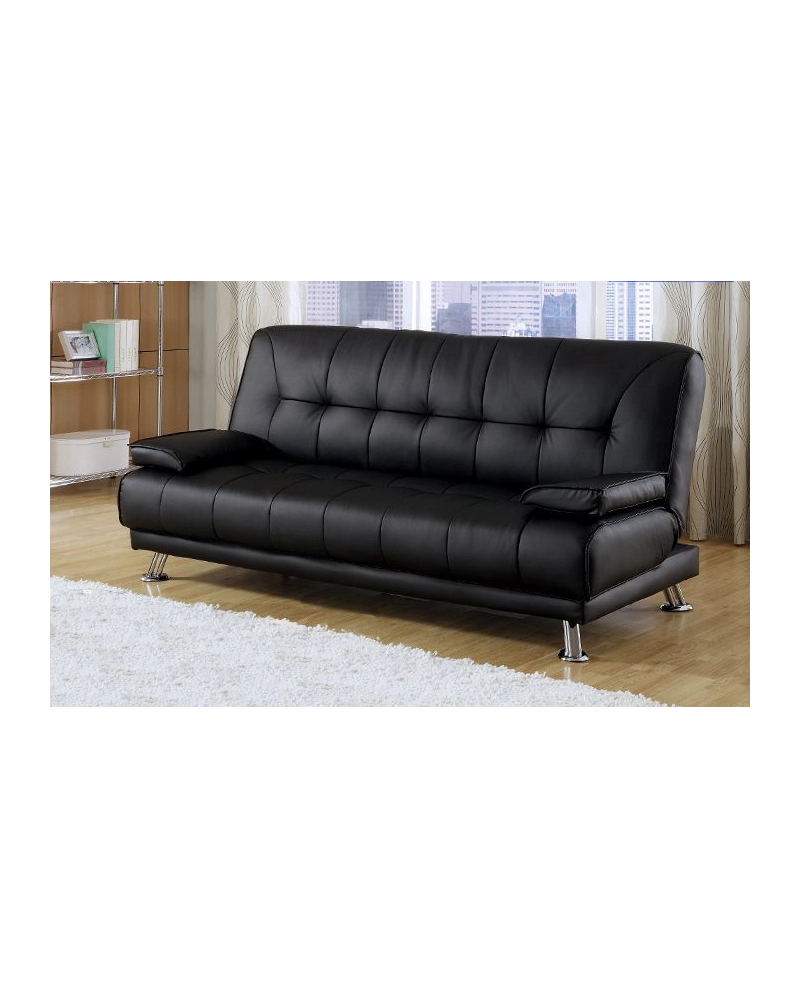 Divano letto tre posti, reclinabile, ecopelle nero Sicorage 187cm Crucy