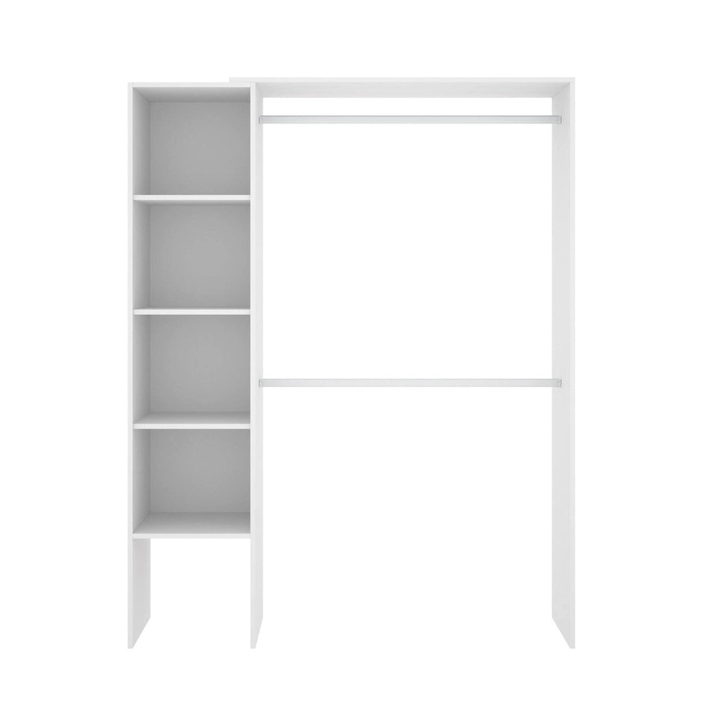 Guardaroba Acquata, Struttura per cabina armadio, Mobile appendiabiti aperto, 140x40h187 cm, Bianco