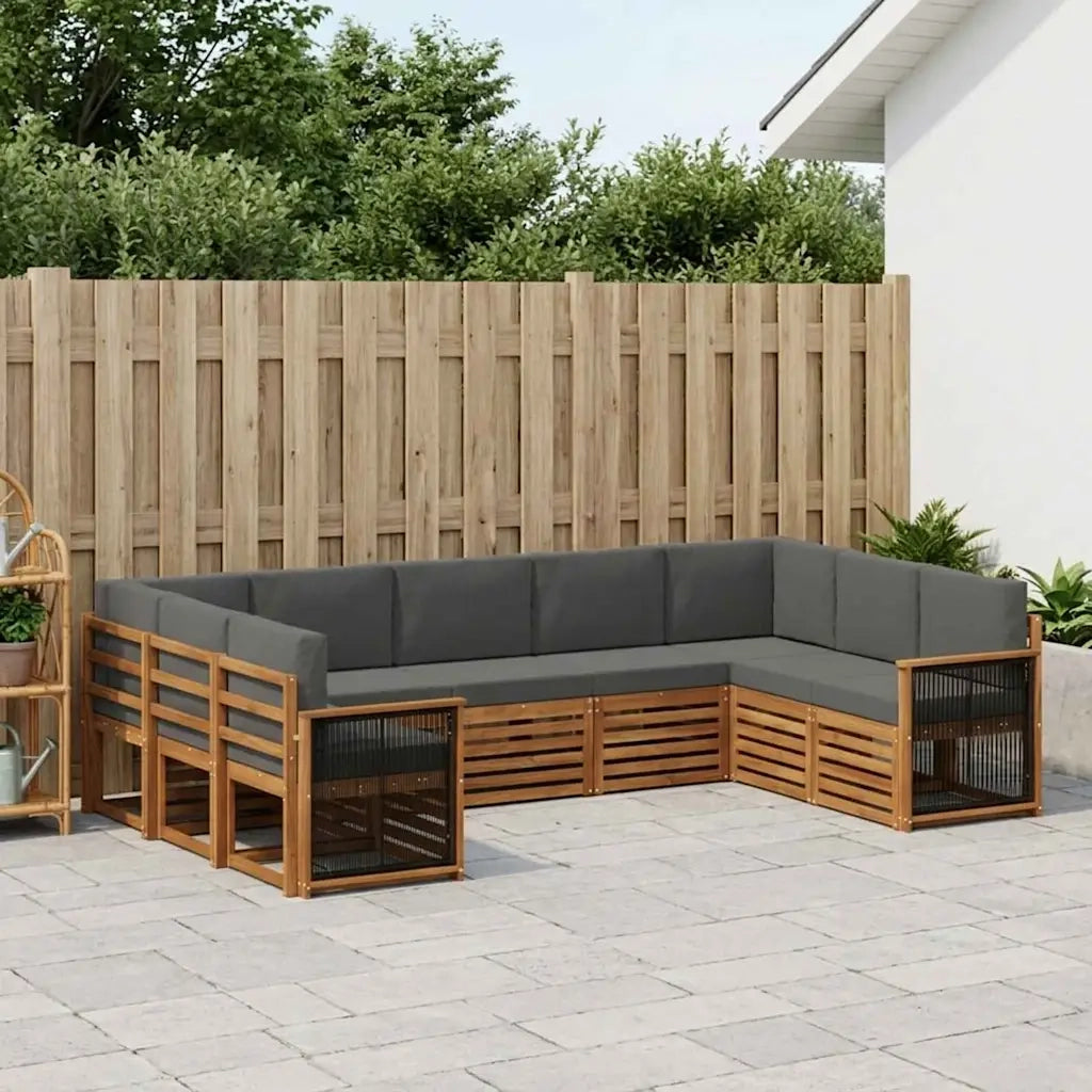 Set divano sezionale con cuscino 7 pcs Naturale e Antracite