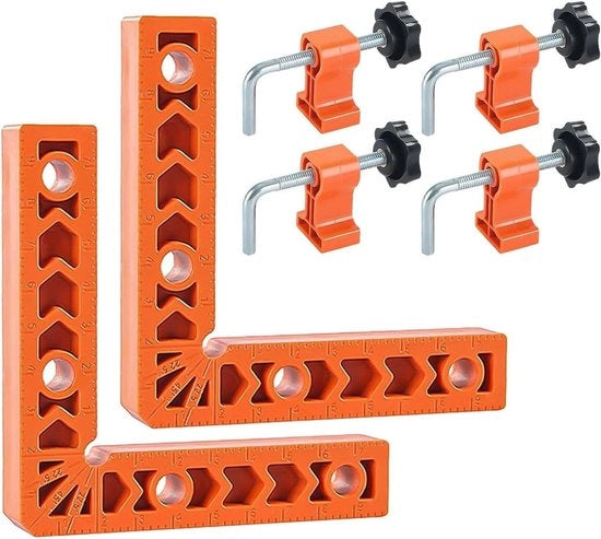 Spanne per angolo in plastica - 90 gradi - Angolo di posizionamento con 4 viti - Viti per angolo - Lavorazione del legno - Lavorazione del marmo - Fai da te - Artigiani - Set da 2