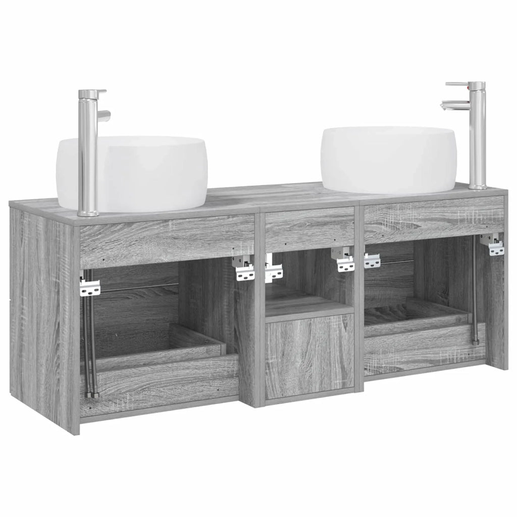 Set di mobili per il bagno 3 pz Sonoma grigio 3405928