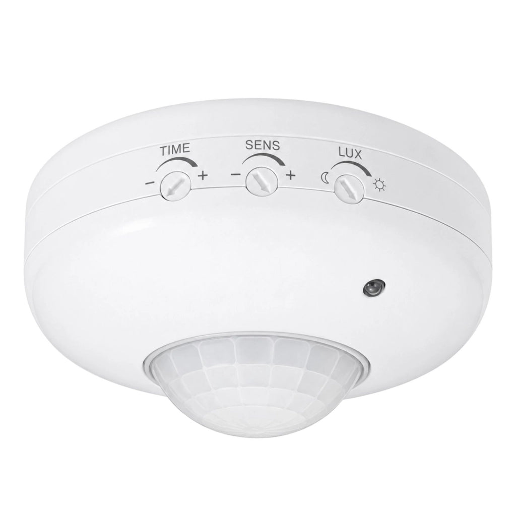Sensore di Movimento PIR 360° da Soffitto, IP20, Regolazione TIME SENS LUX