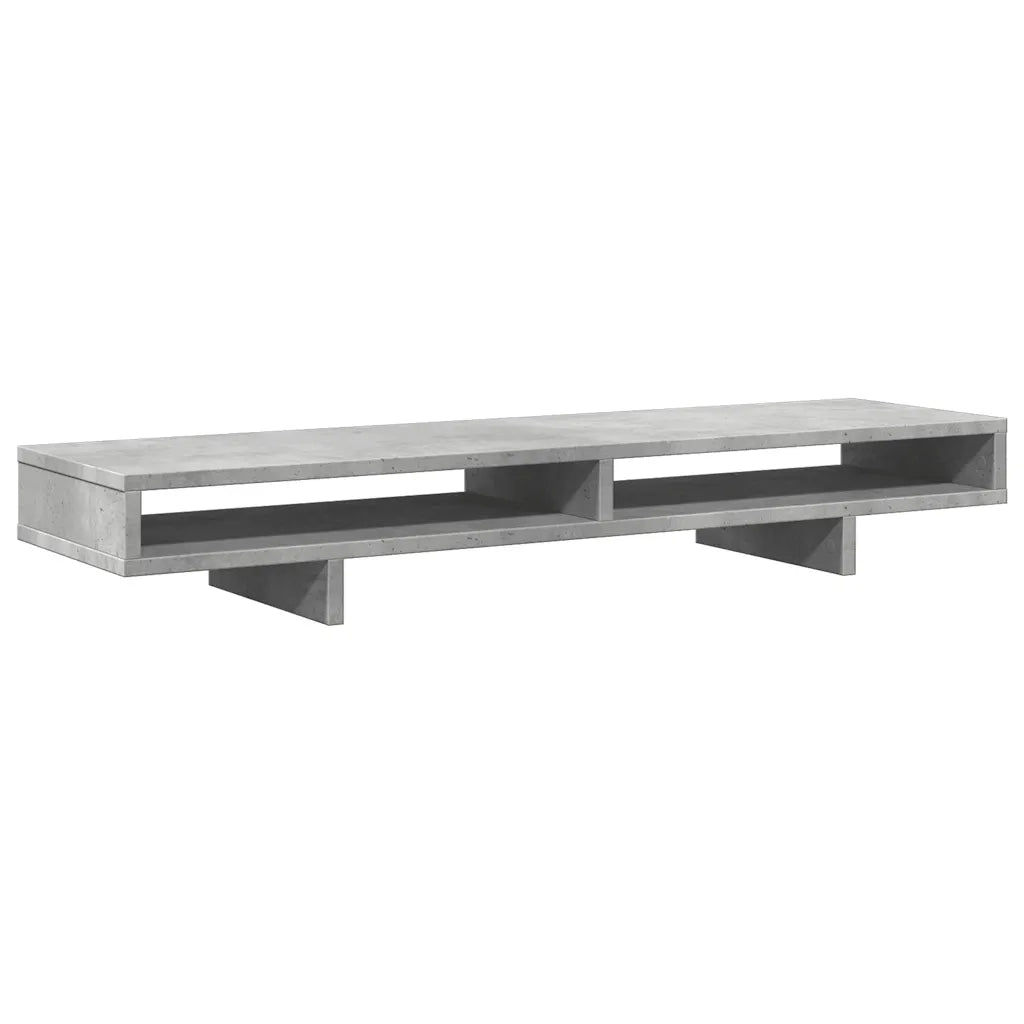 Supporto Monitor Grigio Cemento 100x27x15cm Legno Massello Pino 854754