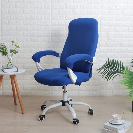 Copricuscino per sedia con copertura per braccio, copertura per sedia da ufficio universale, copertura per sedia da computer, L, colore blu scuro
