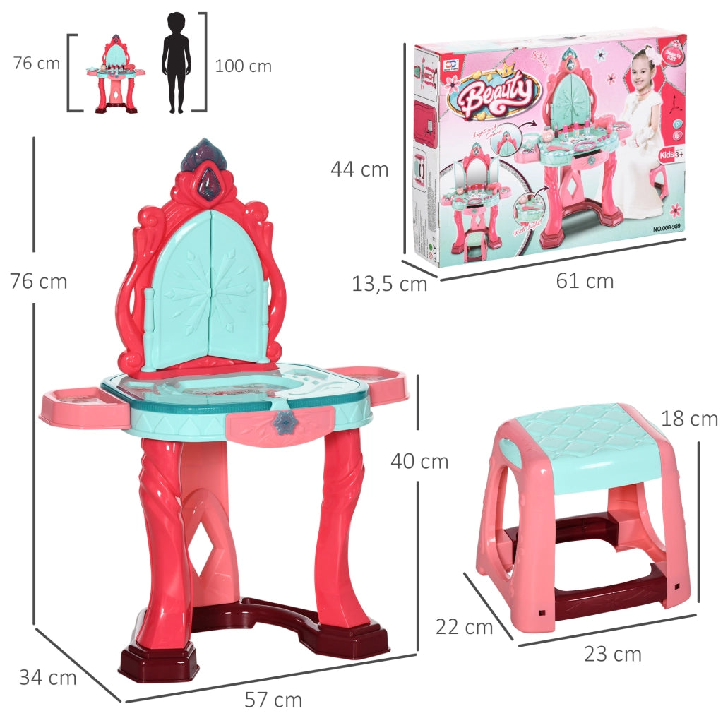 Tocador de Maquillaje Infantil con Specchio e Luce ¨C zephmum ¨C Multicolor 57x34x76 cm