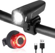 Set di illuminazione per bicicletta premium con caricamento USB e impermeabile - Lampo anteriore e posteriore StVZO e CE omologato - Illuminazione LED per bicicletta - IPX5 - Funzionale multifunzione (stile 1)