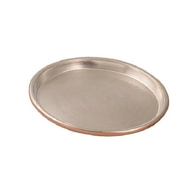Vigor CM36 Teglia Rame Stagnato Tonda Pesante Bordo 3 cm Diametro 36 cm colore Argentato