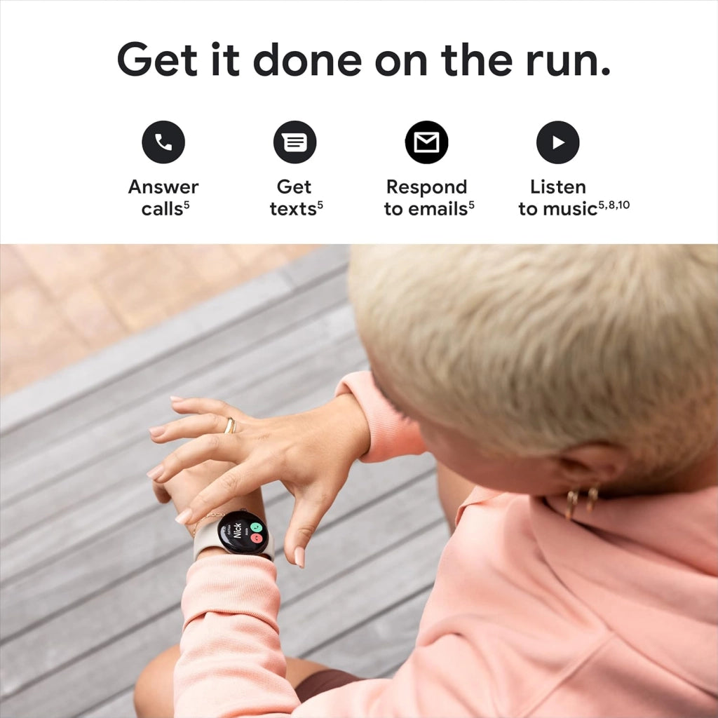 Pixel Watch 1st Gen - Smartwatch Android con monitoraggio dell'attività Fitbit, orologio con monitoraggio della frequenza cardiaca, cassa in acciaio inossidabile nero opaco con cinturino attivo