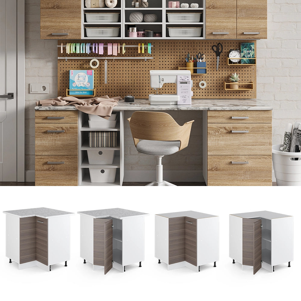 Armadio universale ad angolo R-Line Grigio 75.6 cm con anta, con piano di lavoro Vicco