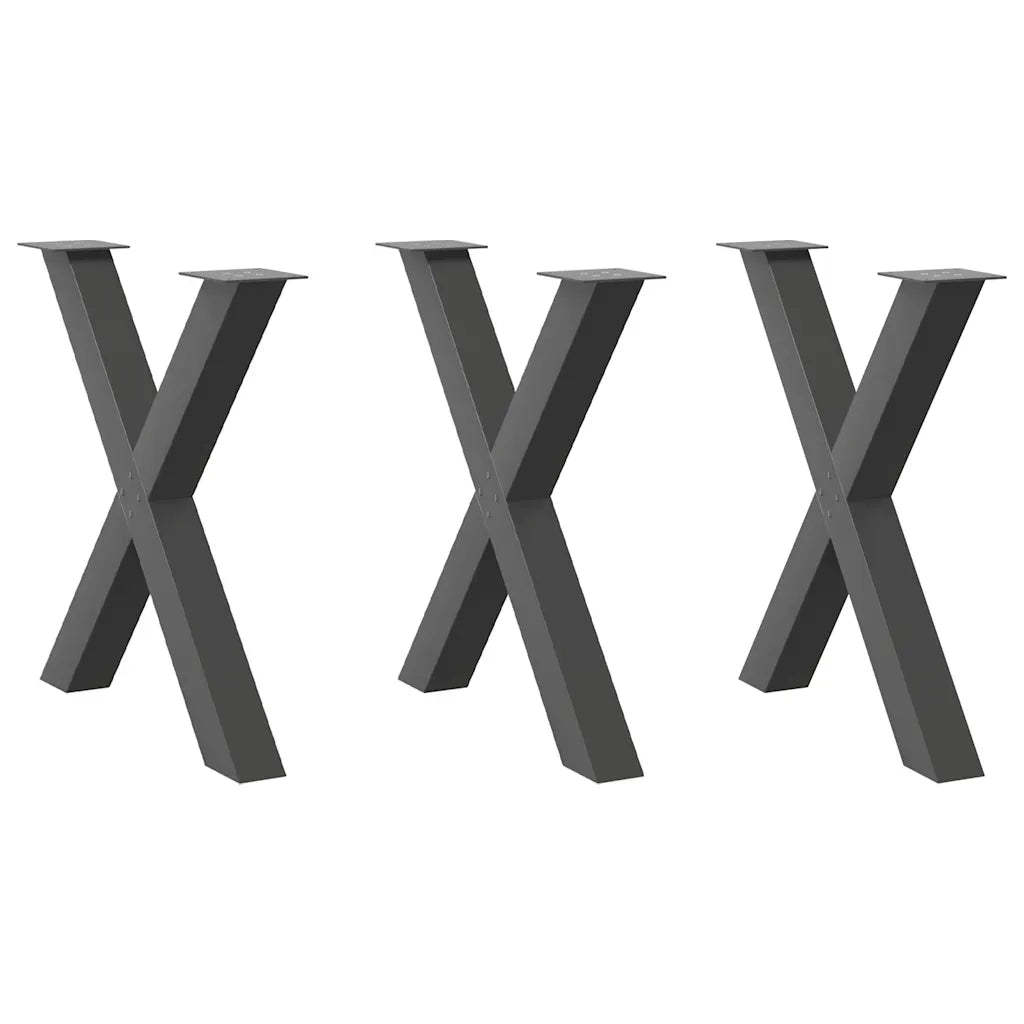 Gambe per tavolo da pranzo a forma di X 3 pz Antracite 80x(72-73) cm Acciaio