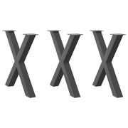 Gambe per tavolo da pranzo a forma di X 3 pz Antracite 80x(72-73) cm Acciaio