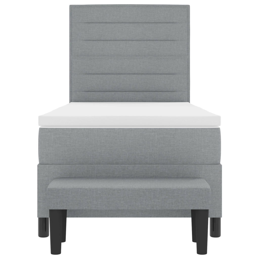 Letto con Box Spring e Materasso Grigio Chiaro 90x200 cm Tessuto