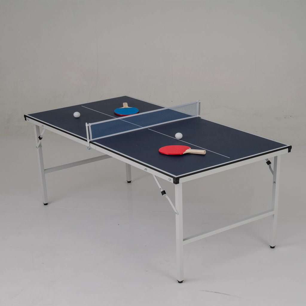 Tavolo da ping pong pieghevole 152,5x76 cm rete 2 racchette palline-Tavolo tennis portatile preassemblato salvaspazio