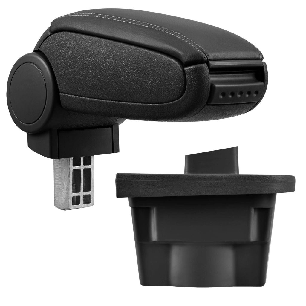 Bracciolo centrale per Opel Astra J con scomparto imbottito in similpelle nera con cuciture nere 03_0000564