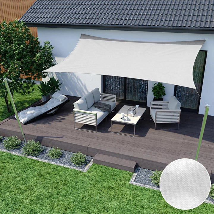 AIO FACTORY Vela ombreggiante 3x5 m Vela parasole da giardino impermeabile in bianco