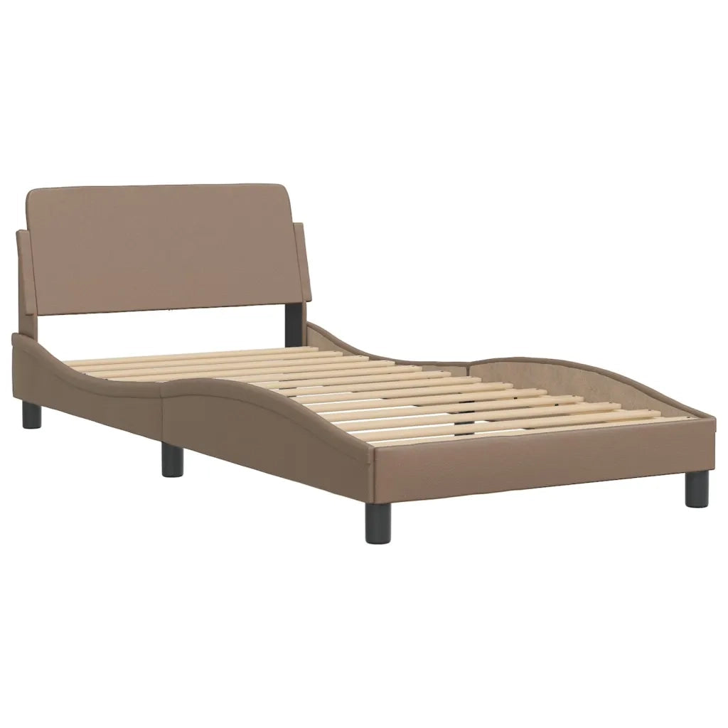 Letto Viana con Materasso Cappuccino 100x200cm Similpelle 3208779