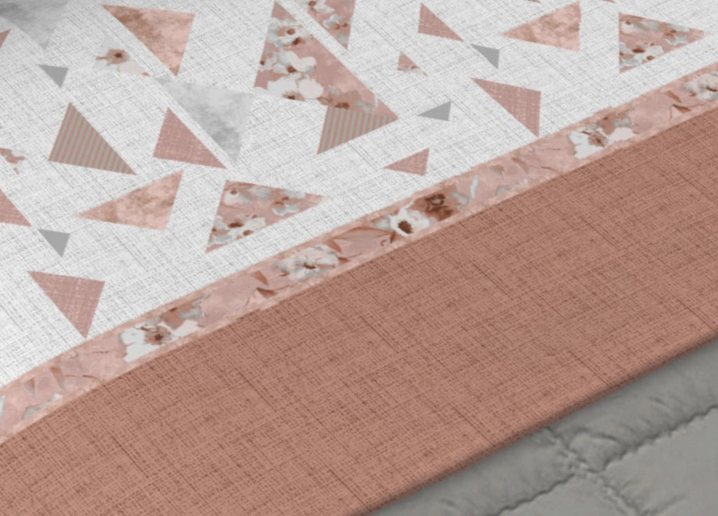 Completo Lenzuola Letto 100% Cotone Made Italy Disegno Mosaico CN - Piazza e Mezza - Ruggine