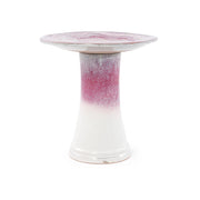 Vasca per uccelli da giardino in ceramica resistente al gelo per esterno bianca e rosa 43×45 cm