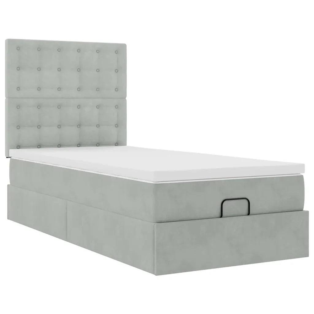 Struttura Letto Pouf con Materassi 90x200 cm in Velluto