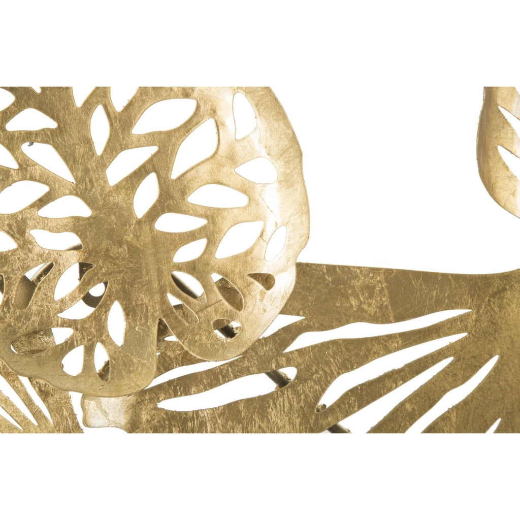 Decorazione in Metallo 3D Foglia 21, Oro, Metallo, 115x5x64 cm