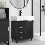 Mobiletto da bagno Nero 60 x 35 x 60 cm Legno ingegnerizzato