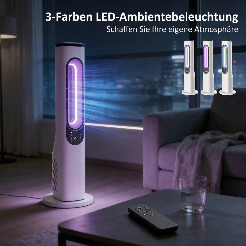 Ventilatore da camera da letto ¨C zephmum ¨C bianco, LED, 3 velocit¨¤, timer 15h