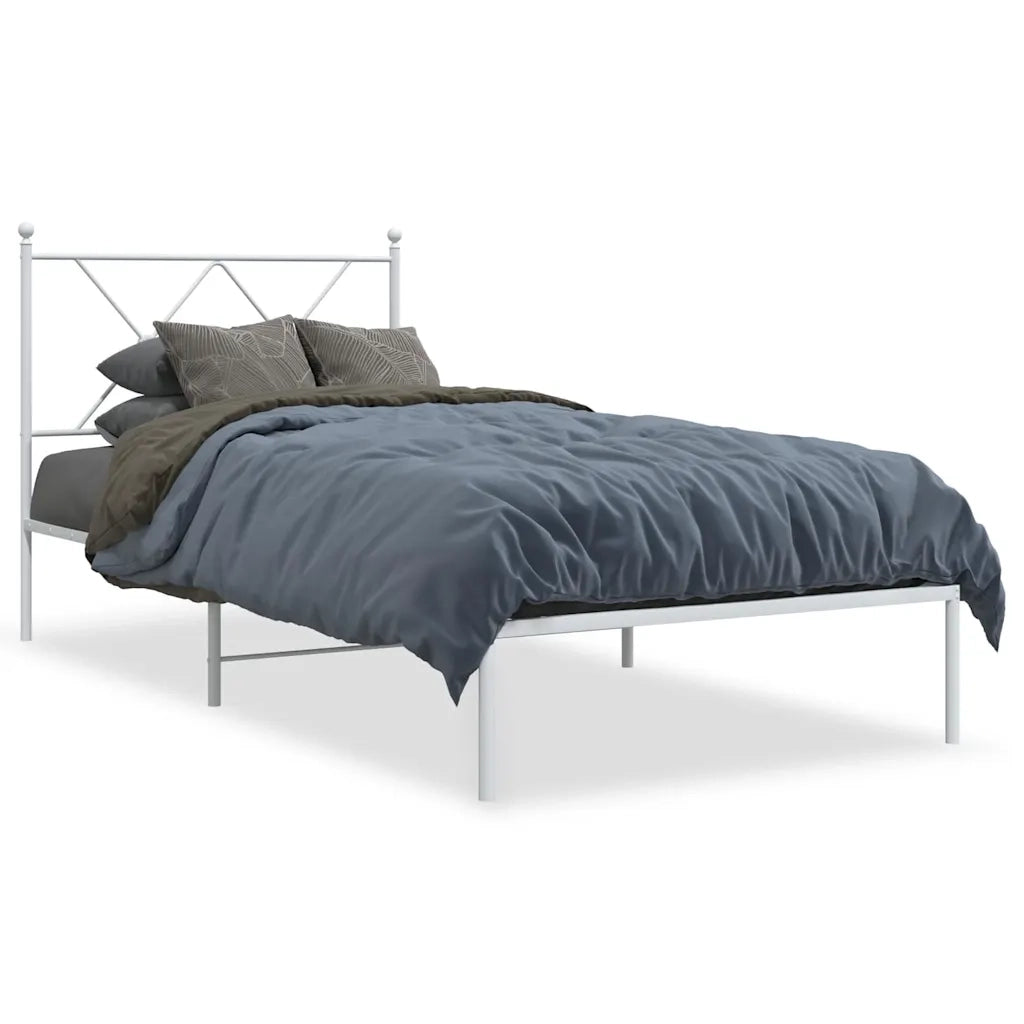 Giroletto con Testiera-Struttura Letto con testiera Metallo Bianco 90x190 cm 335915
