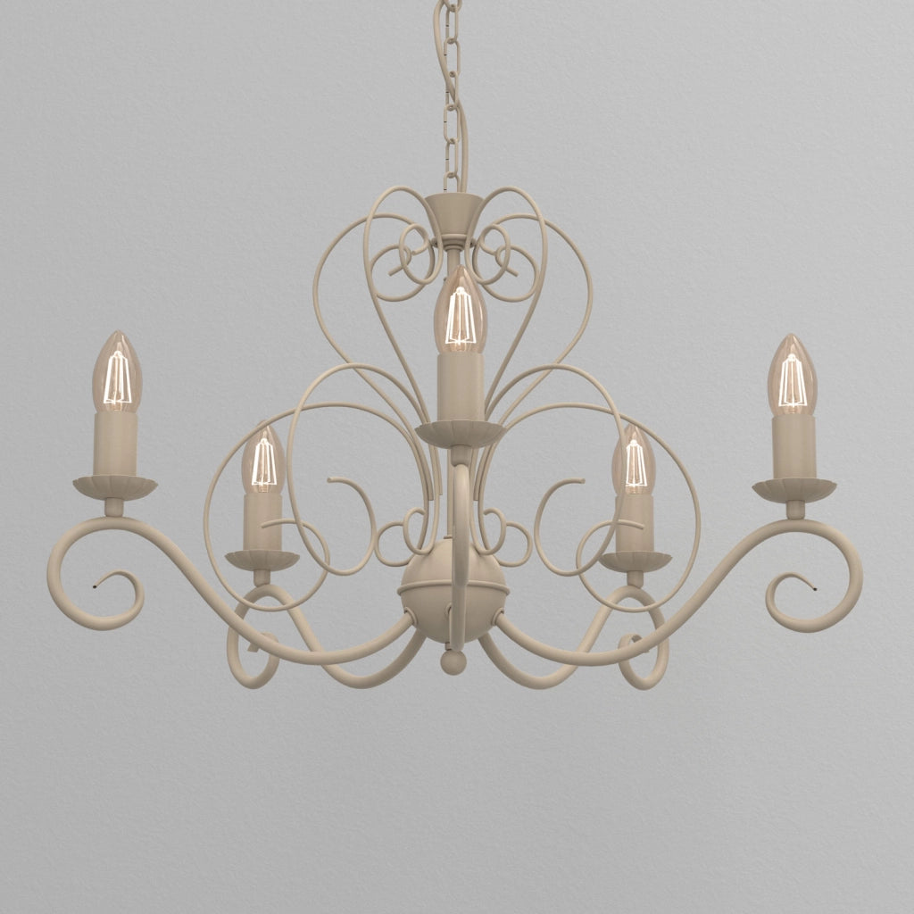 Lampadario Mauro 5 luci beige metallo E14 Luminex