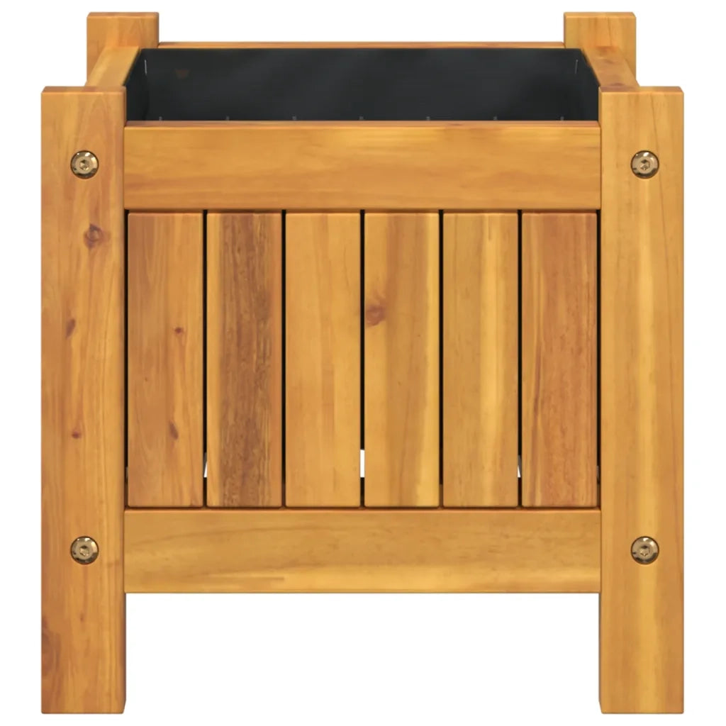 Fioriera Giardino con Rivestimento 31x31x30 cm Massello Acacia 366428