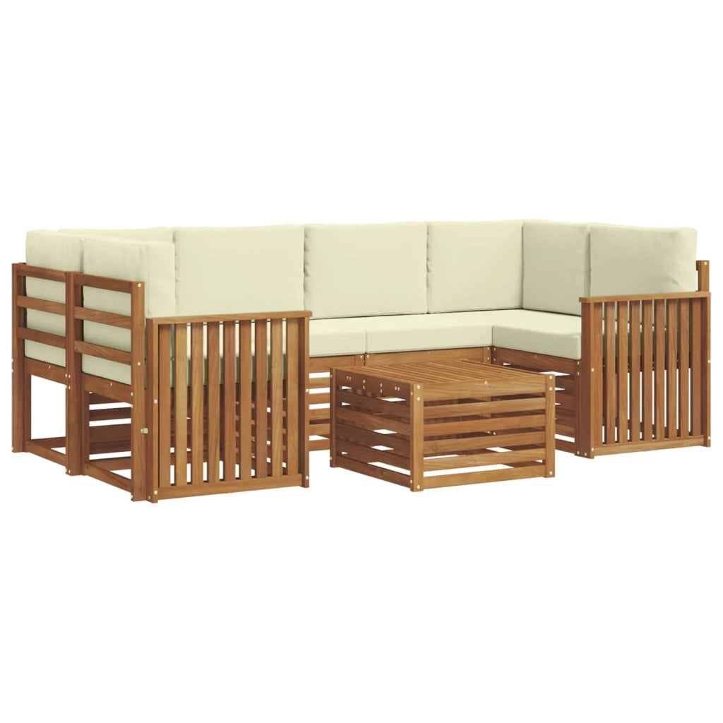 Set di divani da esterno con cuscino 7 pcs Naturale e Crema 3374445