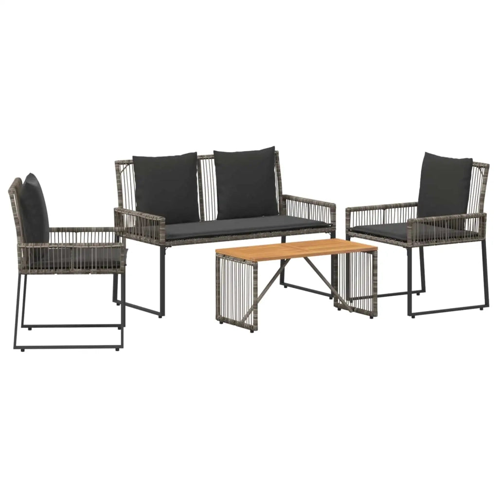 Set di Mobili da Esterno 9 pz | Set Salotto da Giardino Grigio e Grigio Scuro polyrattan