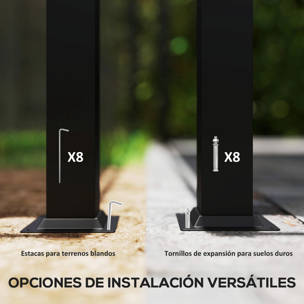 Pergola da giardino 3x3 m con tetto retrattile ¨C zephmum ¨C crema, metallo