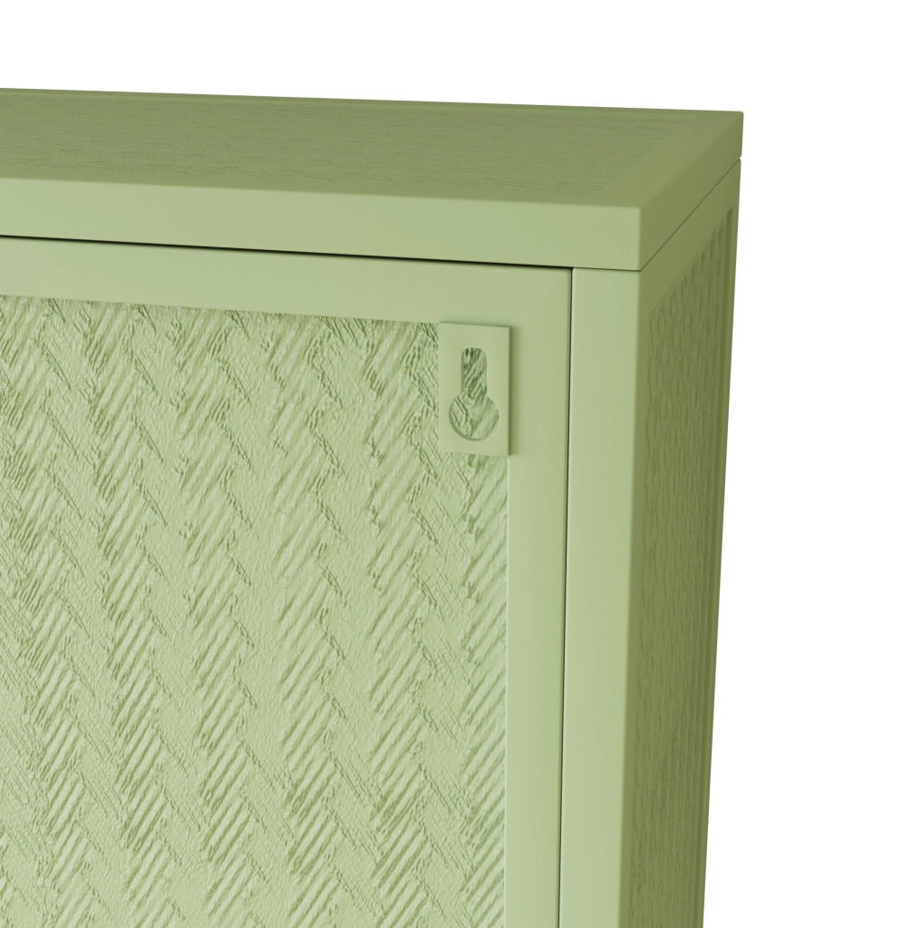 Mobiletto da Parete Moderno Verde con Due Ante in Vetro e Tre Ripiani, 70 cm