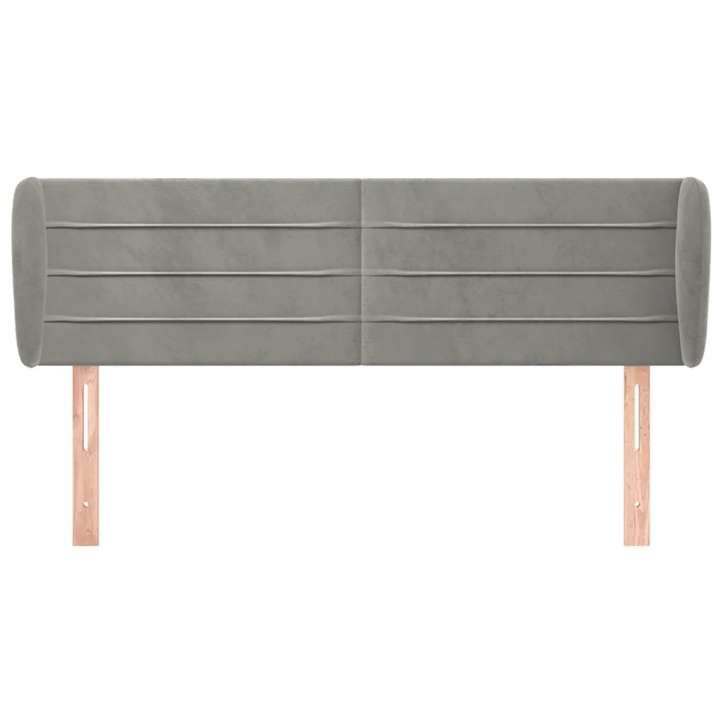 Testiera ad Orecchio-Testata con Orecchie Grigio Chiaro 147x23x78/88 cm in Velluto 946009