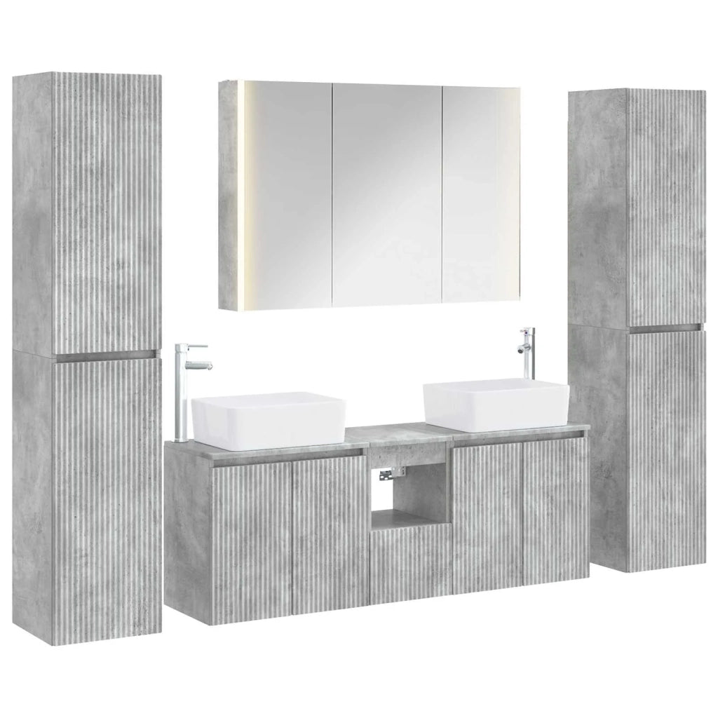 Set di mobili per il bagno 6 pcs Grigio Cemento 3407234