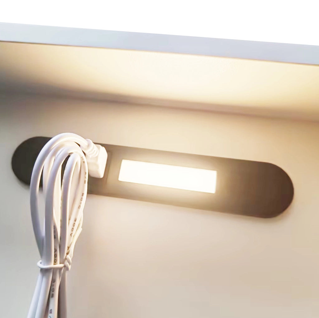 Letto a soppalco 90x200 cm con contenitore; LED e USB in legno bianco