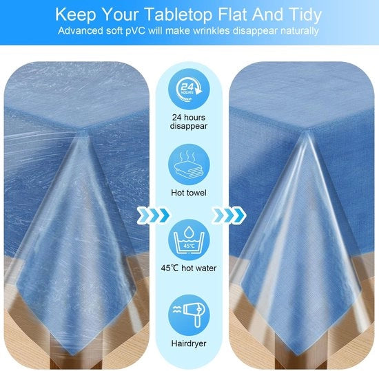 Tela di vetro trasparente per protezione di tavolo - Impermeabile - Rettagolare - Transparente - Resistente all'olio - Adatto per pasti informali...