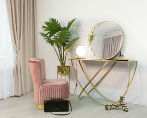 Lampada da Tavolo Glamy Low 25x25x27 cm in Ferro e Vetro Bianco e Oro